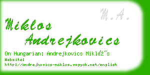 miklos andrejkovics business card